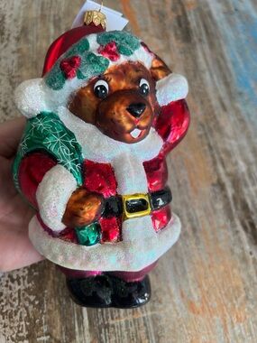 Vintage Christopher Radko Bear Santa Ornament As Described